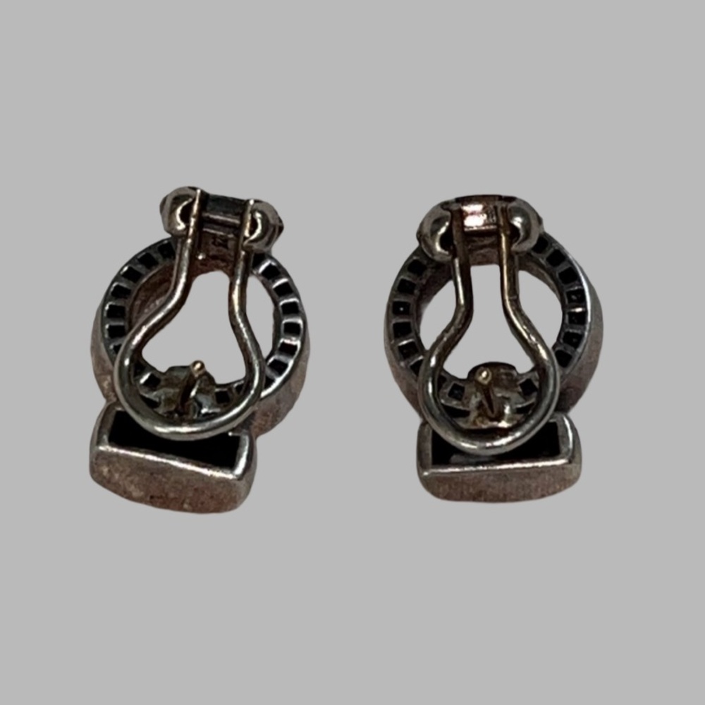 Sterling silver Caviar beaded circle earrings with a bar that details the LAGOS - Picture 8 of 9
